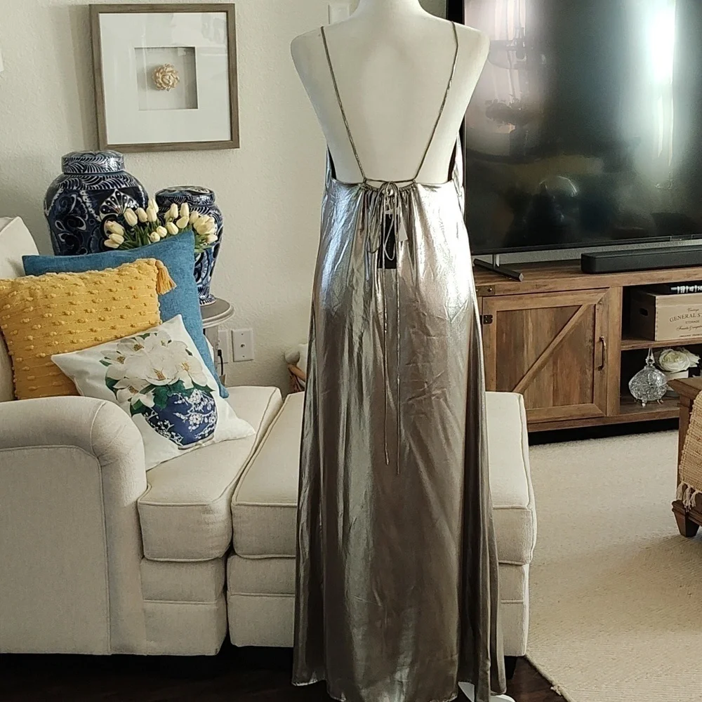 New Mango Metallic Party Dress Size XS - Picture 5 of 12